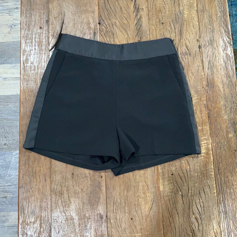 Express Black high waisted shorts with satin detail, size 2